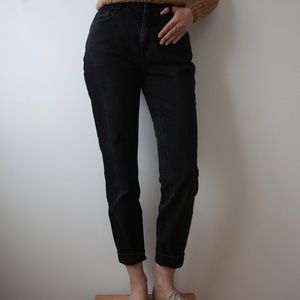 Frank & Oak Black High Rise Mom Jeans